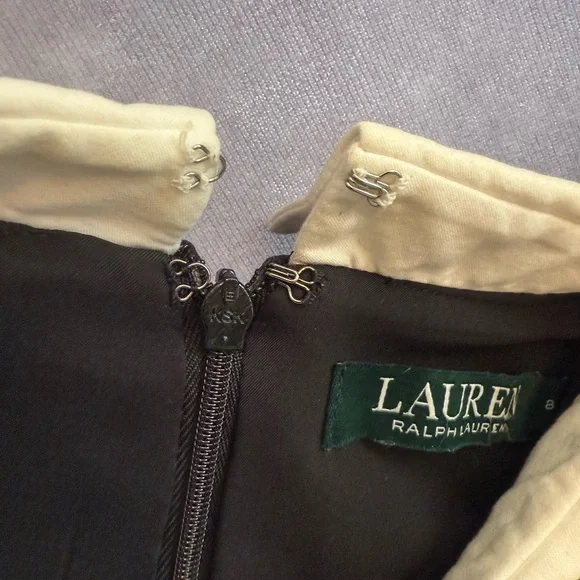 Lauren Ralph Lauren Black Midi Dress with White Collar - Picture 3 of 16